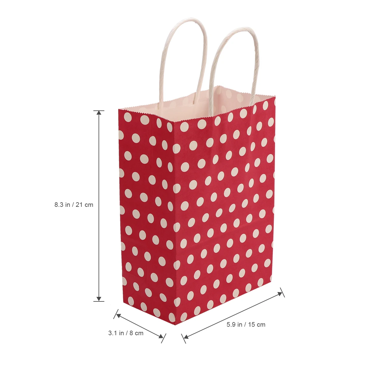

20pcs Gift Wrapping Bags Birthday Paper Craft Handle Dot Durable Square Bottom Shopping Present Packaging