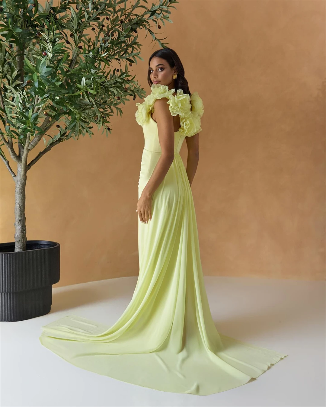 Vows ดอกไม้ชุดราตรีผู้หญิง Elegant Party Dresses 2025 Custom Made ชีฟองชุดบอลชุด Fishtail กระโปรง Robe Soiree Prom