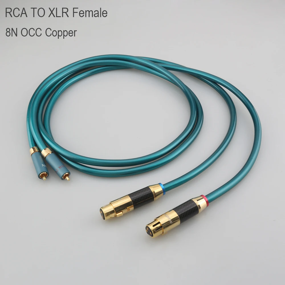 Pair Audiophile Grade 8N Pure Copper RCA to XLR Male Female Audio Interconnect