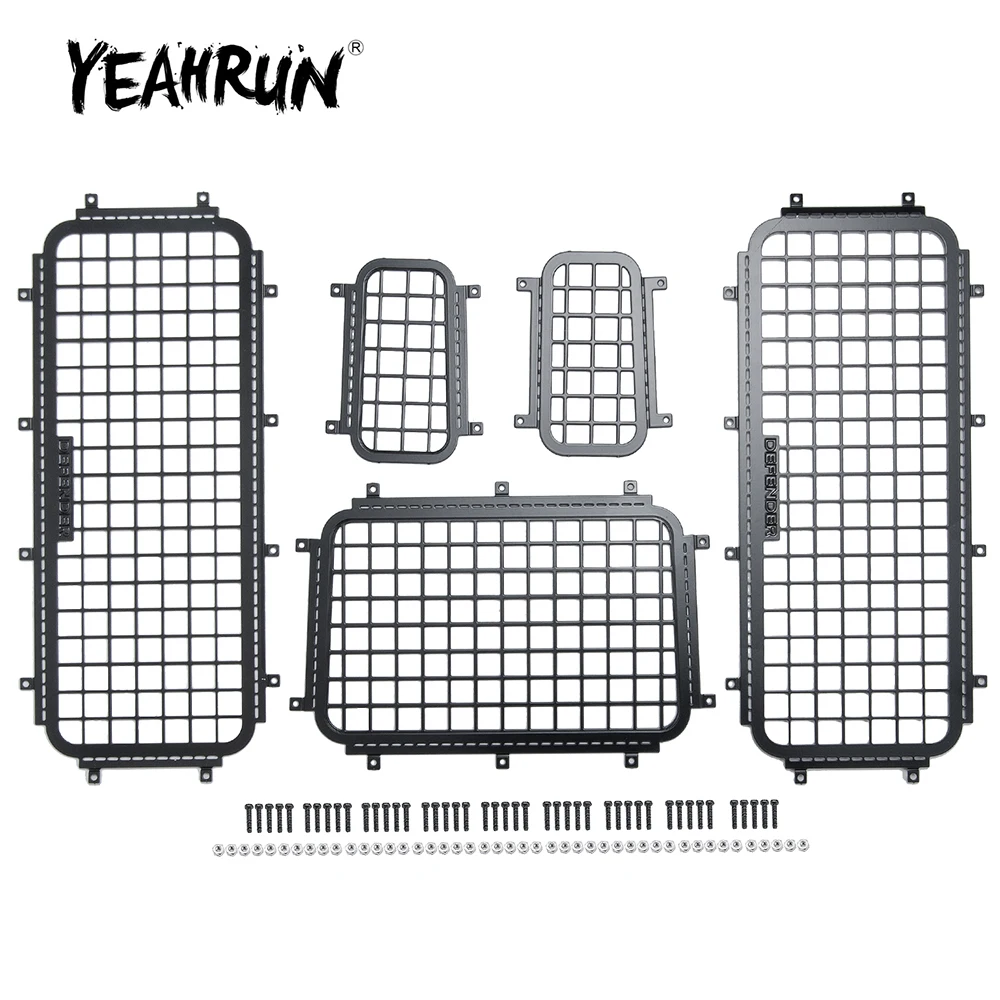 YEAHRUN 1Set Stainless Steel Window Mesh Protective Net for TRX-4 Defender 1/10 RC Crawler Car Model Upgrade Decoration Parts