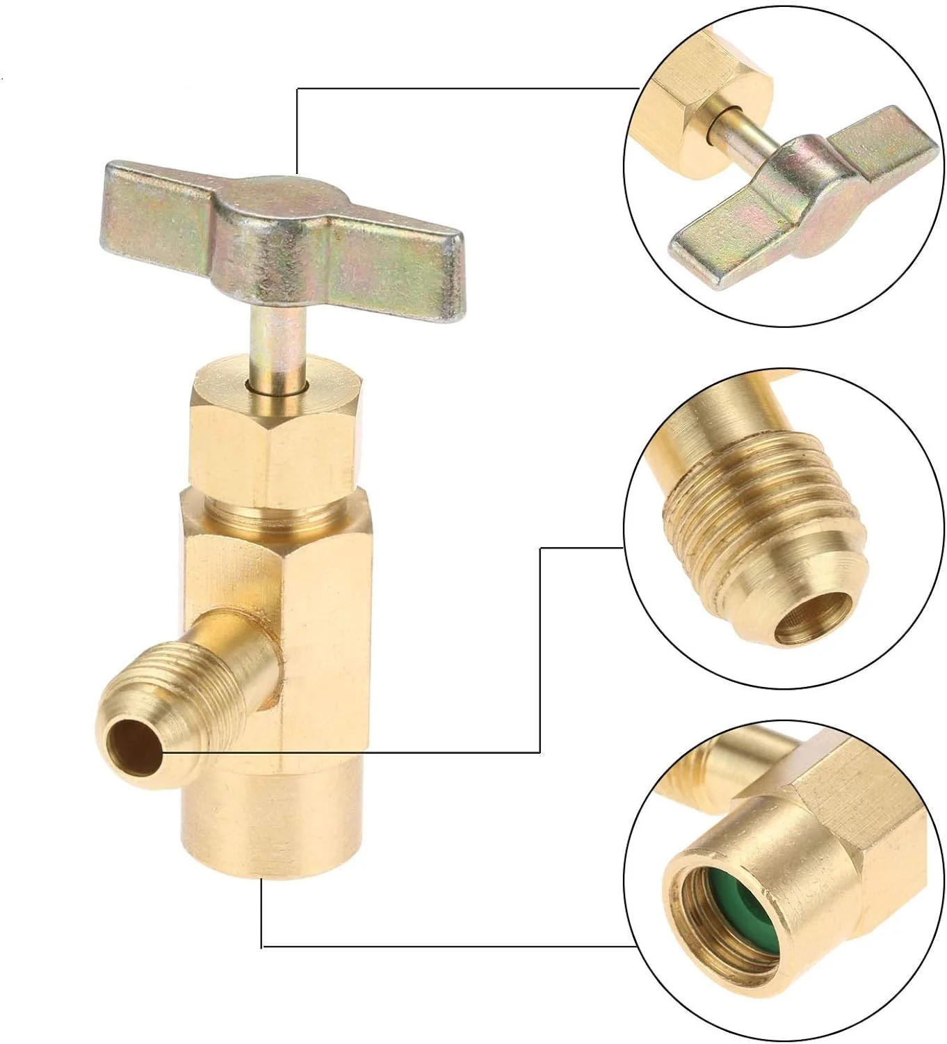 1Pc R-1234YF Can Tap Dispenser Round Head Self-sealing Refrigerant Bottle Opener for Refrigerant Cans with 1/2” ACME LH Thread