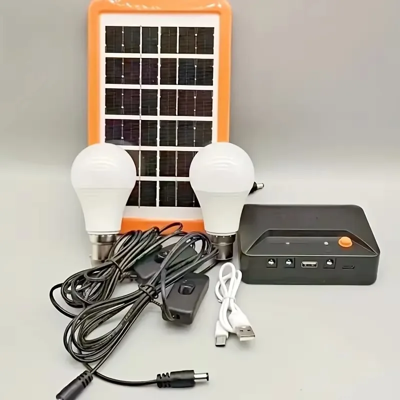 

New solar kit 3w 3m cable usb output solar lighting system solar kit + 2led bulb