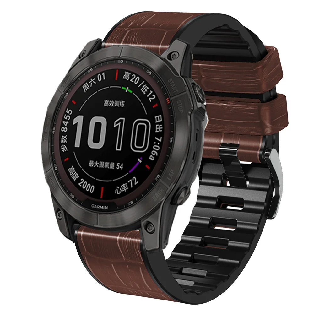 22mm 26mm Silicone Leather Strap For Garmin Fenix 8 E 7X 7 6X 6 Pro 5X Plus 955 Smart Watch Band Epix Pro Gen2 47/51mm Wristband image 3