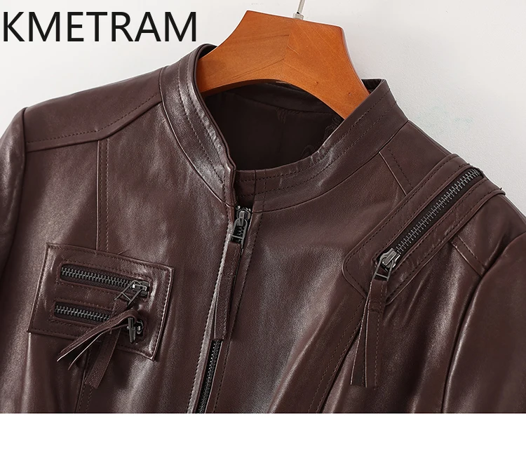 100 % Oberschicht Schaffelljacke Frau Vintage Braun Echtlederjacken Neu in Outer Herbstkleidung 2025 Damen Veste Femme