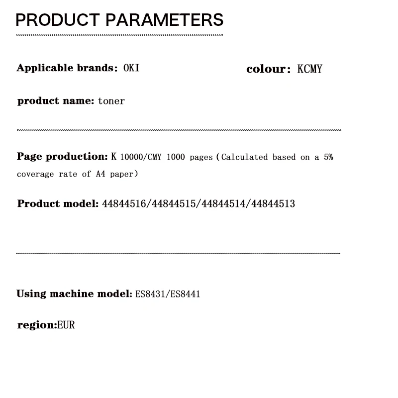 Imagem -02 - Cartucho de Toner para Oki Es8431 Es8441 44844516 44844515 44844514 44844513 10k Eur