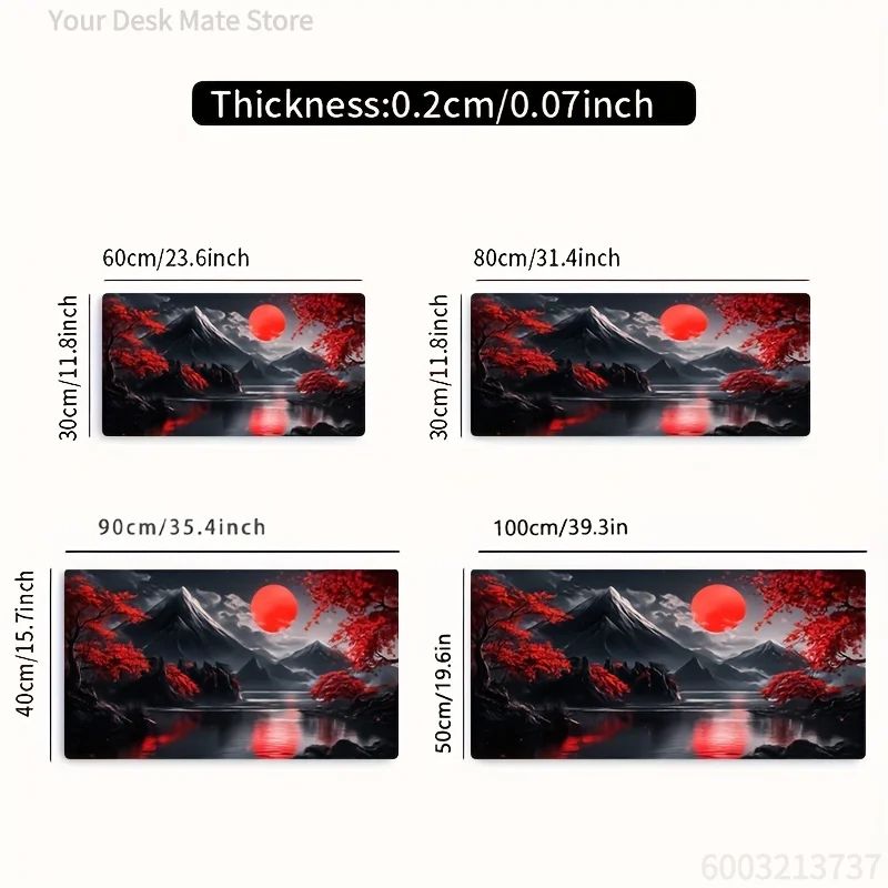 

X Gaming mouse pad red moon landscape artistic pattern anti-slip rubber table mat PC office desk accessory desktop decoration