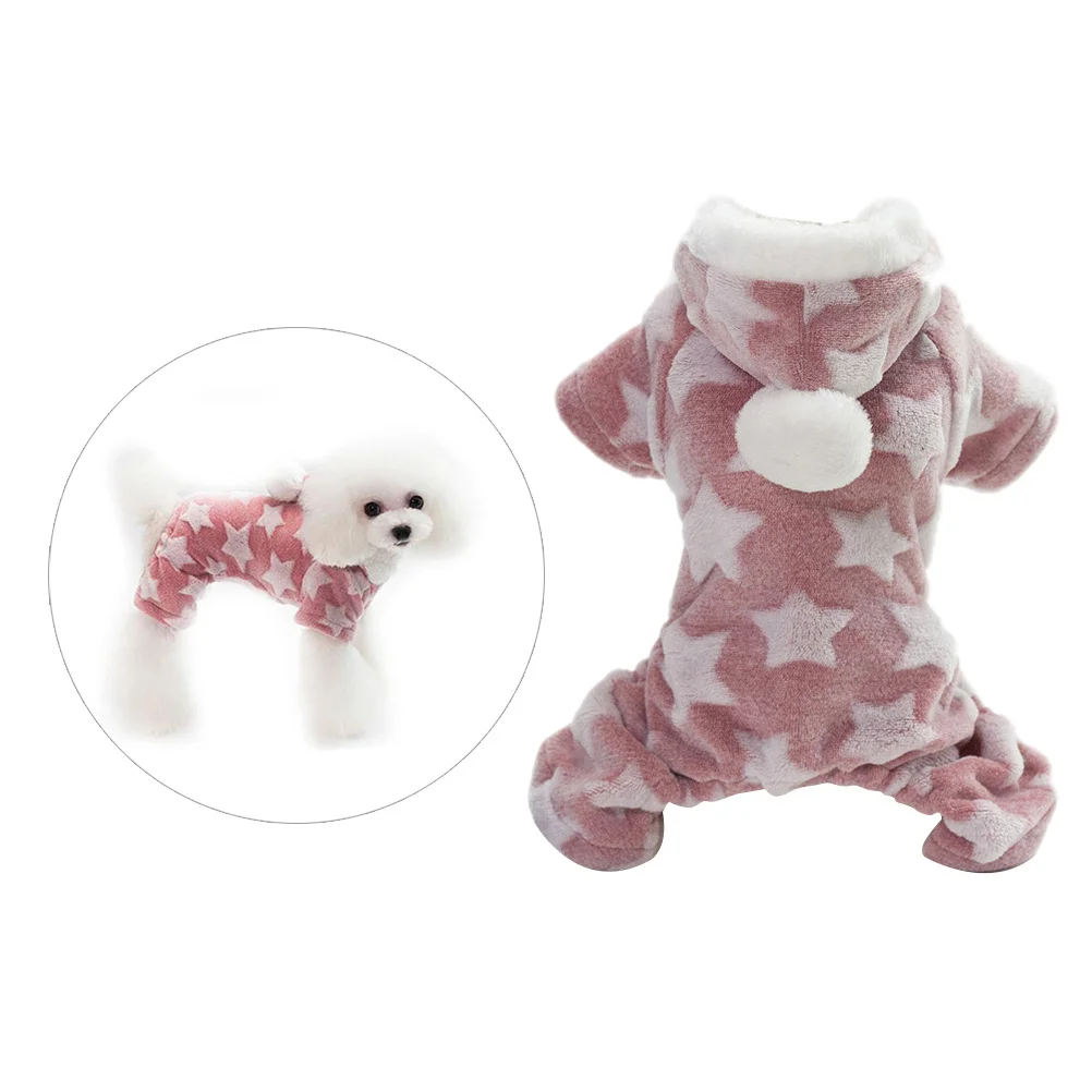 

Warm Fleece Hoodie Dog Clothes Autumn Winter Pet Costume Small Dog Coat Star Pattern Lightweight Windproof Vintage Warmth Gift