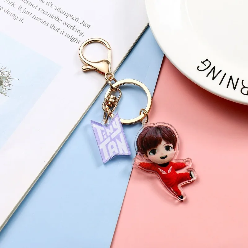 New BTS Jung Kook JIN J-HOPE Creative Cartoon Q Edition Acrylic Keychain Personality Peripheral Backpack Decorative Pendant Gift view 4