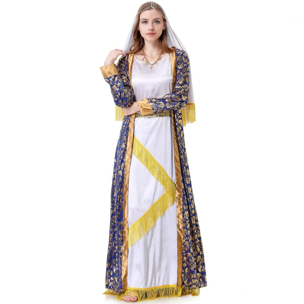 Godd Dubai S Queen lang gewaad toneelvoorstelling kostuum Halloween ow outfit middeleeuwse speelkleding voor volwassenen
