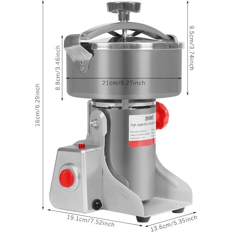 مطحنة الحبوب الكهربائية، الفولاذ المقاوم للصدأ عالية السرعة متعددة الوظائف آلة طحن الحبوب الكهربائية 180 تصميم مائل (2500 جرام)