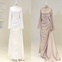 Customized Sizes Available Simple Pleat Ruched Draped A-line High Collar Long Dresses Bespoke Occasion Dresses High Quality Sexy