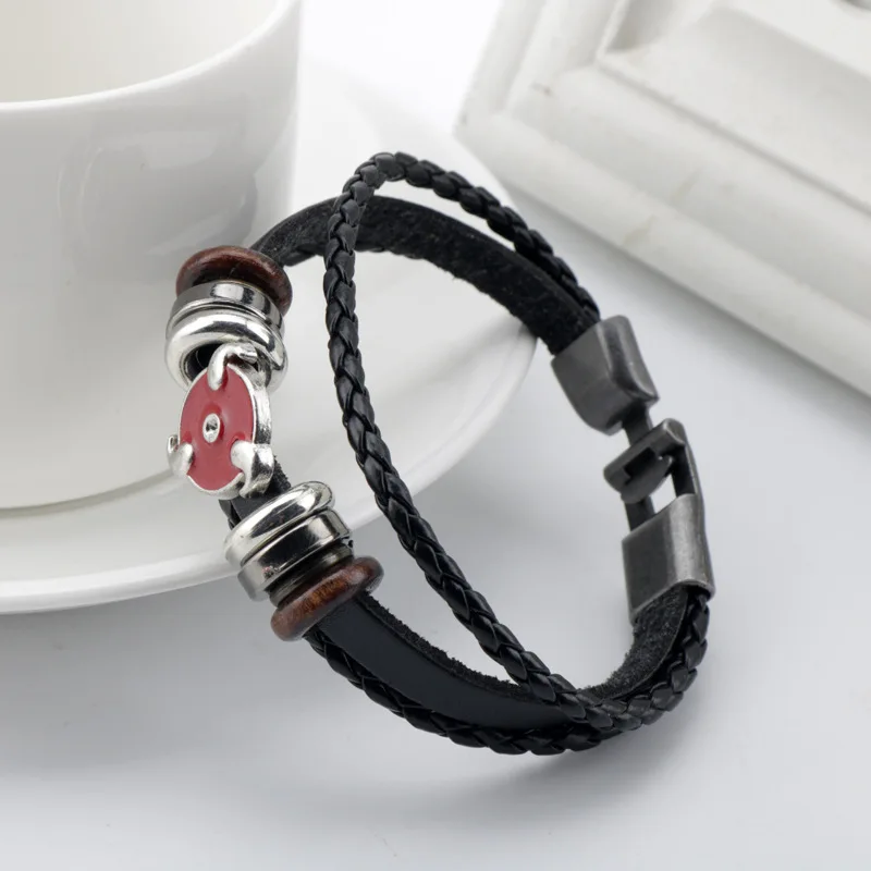 3pcs/set Akatsuki Bracelet Anime Red Cloud Leather Watchband Bracelet for Men Women Cartoon Black Women Jewelry Gifts