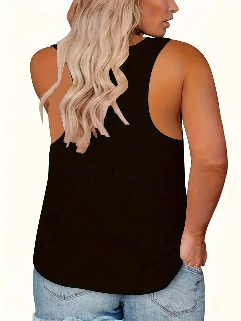 L-5XL Oversize Women\'s Tank Tops Sequins Sleeveless Loose Stretchy Camisole Summer Clothing Fashion Black Plus Size Vest