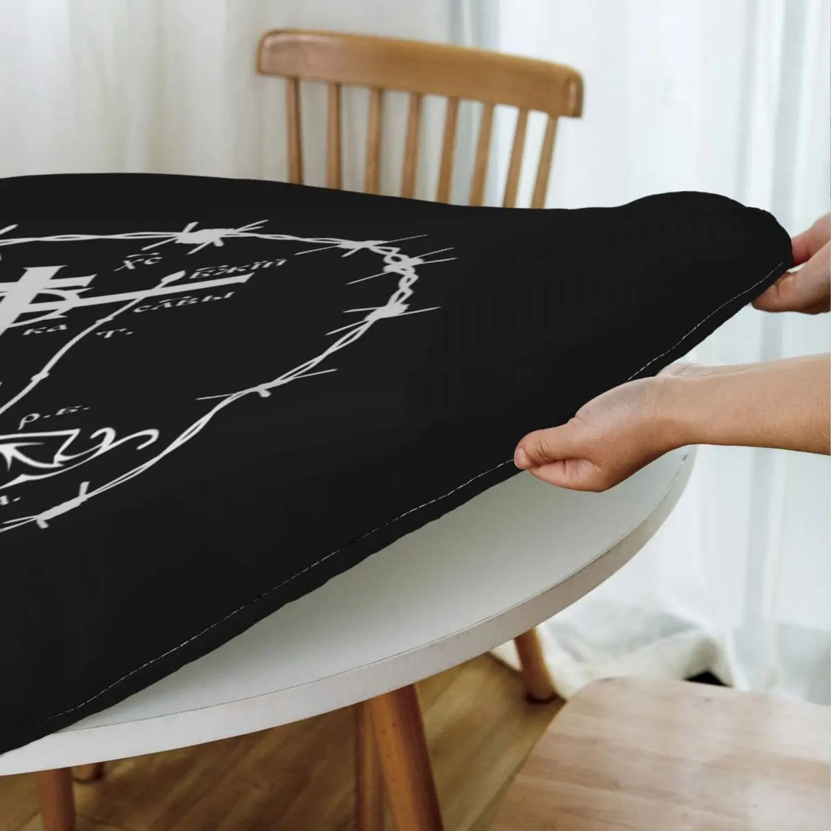 Calvary Cross Of Russian Orthodox Church Waterproof Round Tablecloth Oilproof Table Cloth for Kitchen Events Dining Table Cover