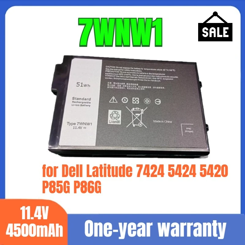 

7WNW1 Аккумулятор для ноутбука Dell Latitude 7424 5424 5420 P85G P86G Новый литий-ионный аккумулятор большой емкости