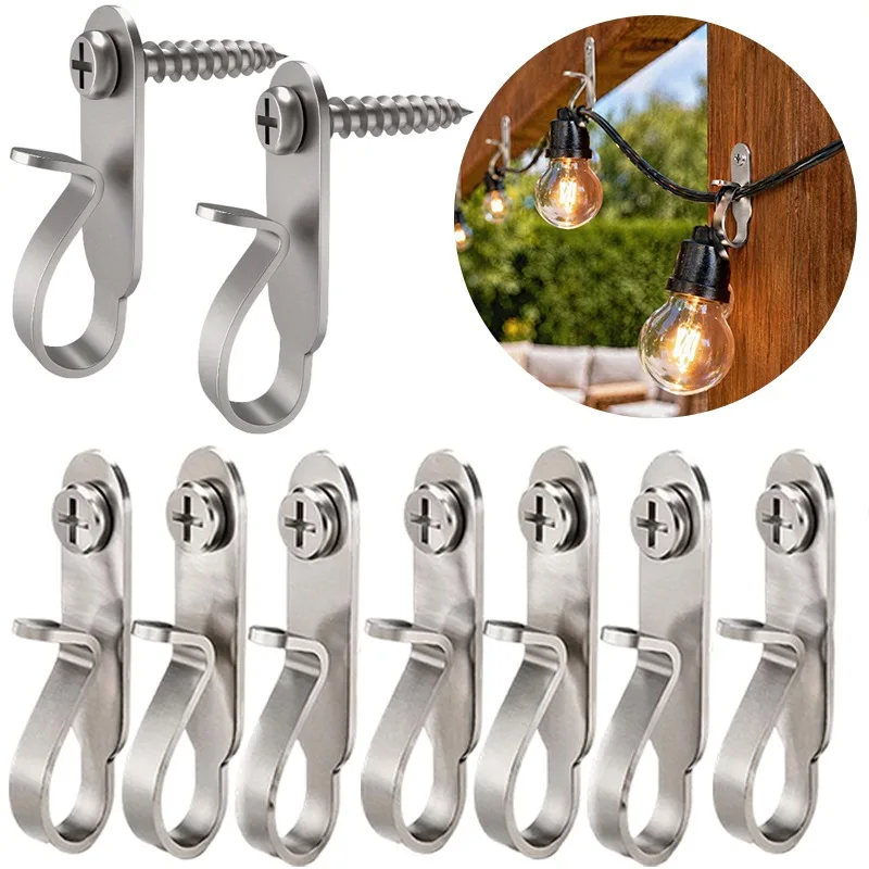 Heavy Duty Stainless Steel Screw Hooks Wall Mounted for Towel Coat Hat Plant Hanger Outdoor Lights U Shape Curved Anti Slip Rust