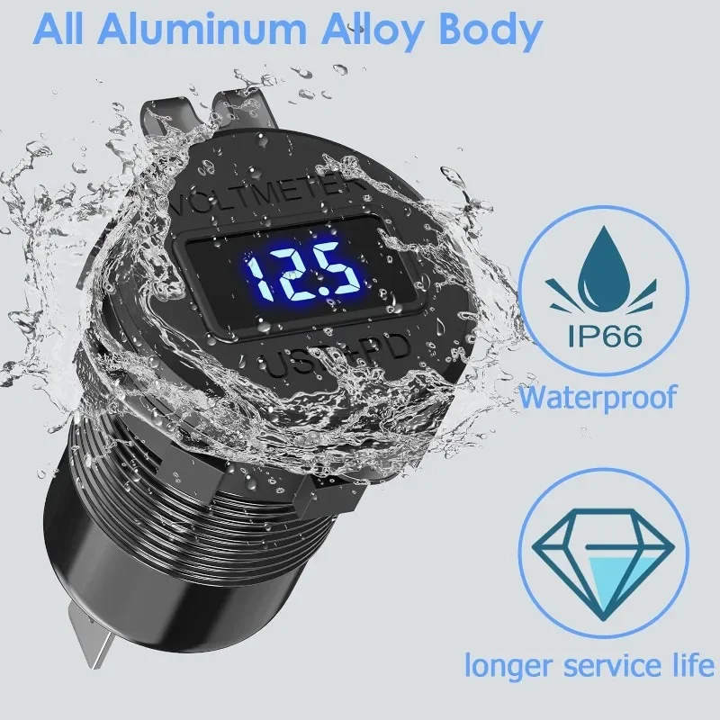 10-60V 광범위 전압 충전기, 골프 카트 및 UTV용 알루미늄 합금 전원 어댑터