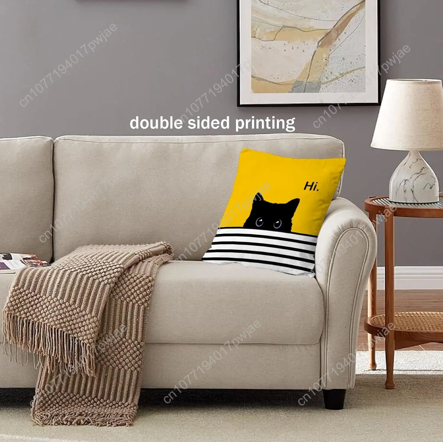 Cat Mom Gifts: 18x18 Throw Pillow Covers - Yellow & Black, Cat Lovers Gift Set