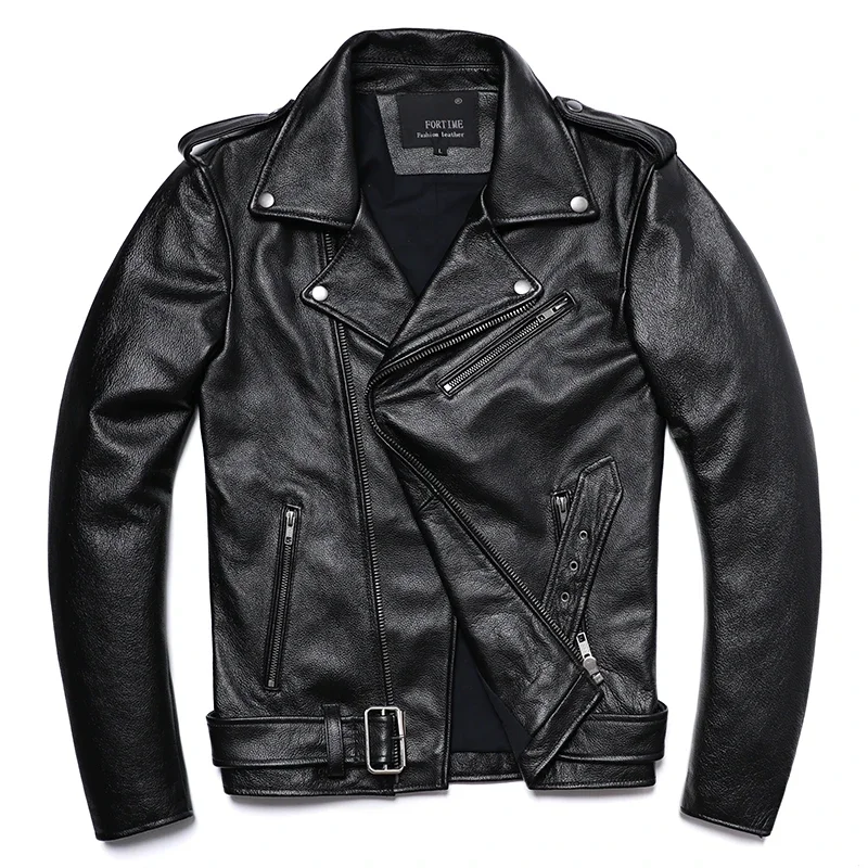 

Classical Motorcycle Jackets Men Leather Jacket 100% Natural Cowhide Thick Moto Jacket Winter Biker Clothes Slim Coats M192