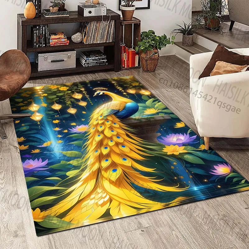 Nuevo producto: Alfombra decorativa con diseño de pavo real y linterna para sala de estar, dormitorio, junto a la cama, vestíbulo, alfombra de juego para niños, alfombra de área.