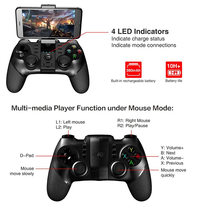 Ipega 9076 PG-9076 Game Pad Gamepad Controller Mobile Bluetooth Trigger Joystick per Android PS3 Smart TV Box telefono PC Wireless