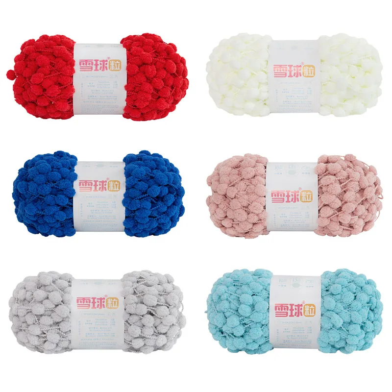 

100g/ball Pom-pom Ball Yarn for Crochet Knitting Handcraft Colorful Snowball Small Ball Line DIY Handmade Woven Crochet