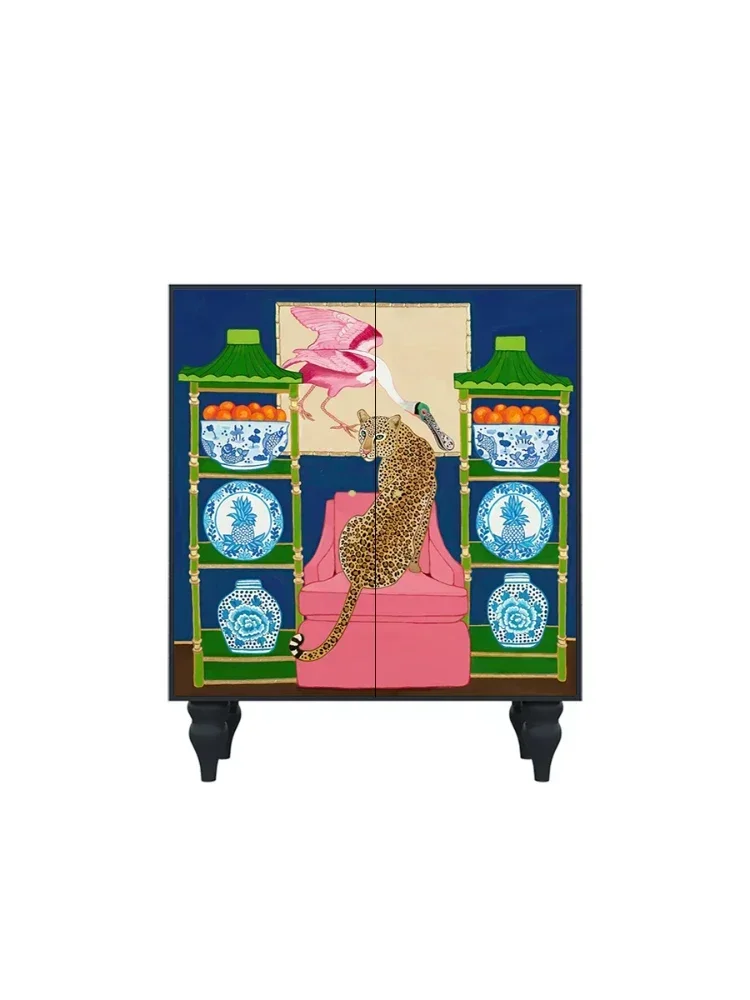 Armario de pared integrado multifuncional de madera maciza para el hogar, Retro francés, para almacenamiento en habitación, lateral