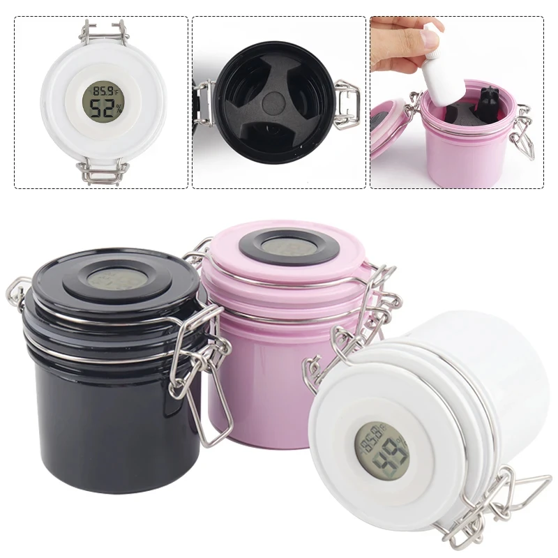 Eyelash Extension Glue Storage Tank With Temperature and Hygrometer Activated Carbon Seal Leak-proof Jar Container Makeup Tool