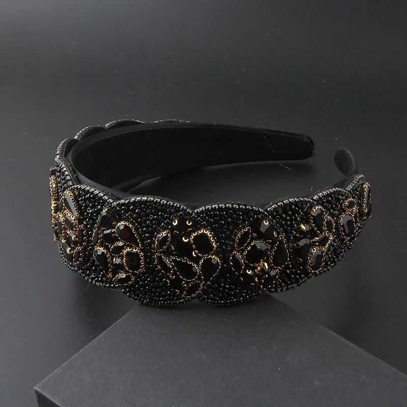 Bright Color Headband Baroque Trend Exaggerated Super Flash Gem Headband Luxury Hair band Heavy Full Rhinestone Headband  Hair