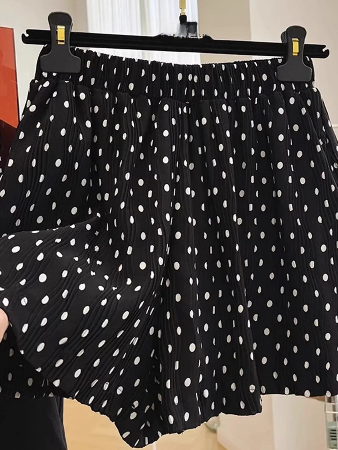 

plus Size Women's Summer Casual Loose Wide Leg Short Pants Polka Dot Thin Style Ageless Versatile High Waist Straight Tube