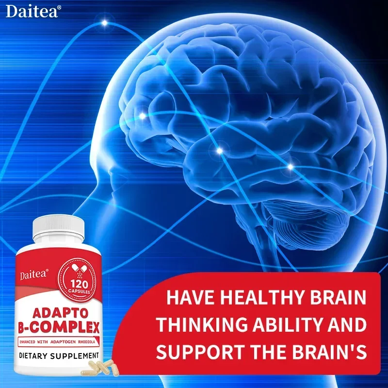 مجمع Adapto B - غني بفيتامينات B، يعزز الطاقة، المناعة، والإدراك، والمزاج، ويعزز البشرة الصحية، 120 كبسولة