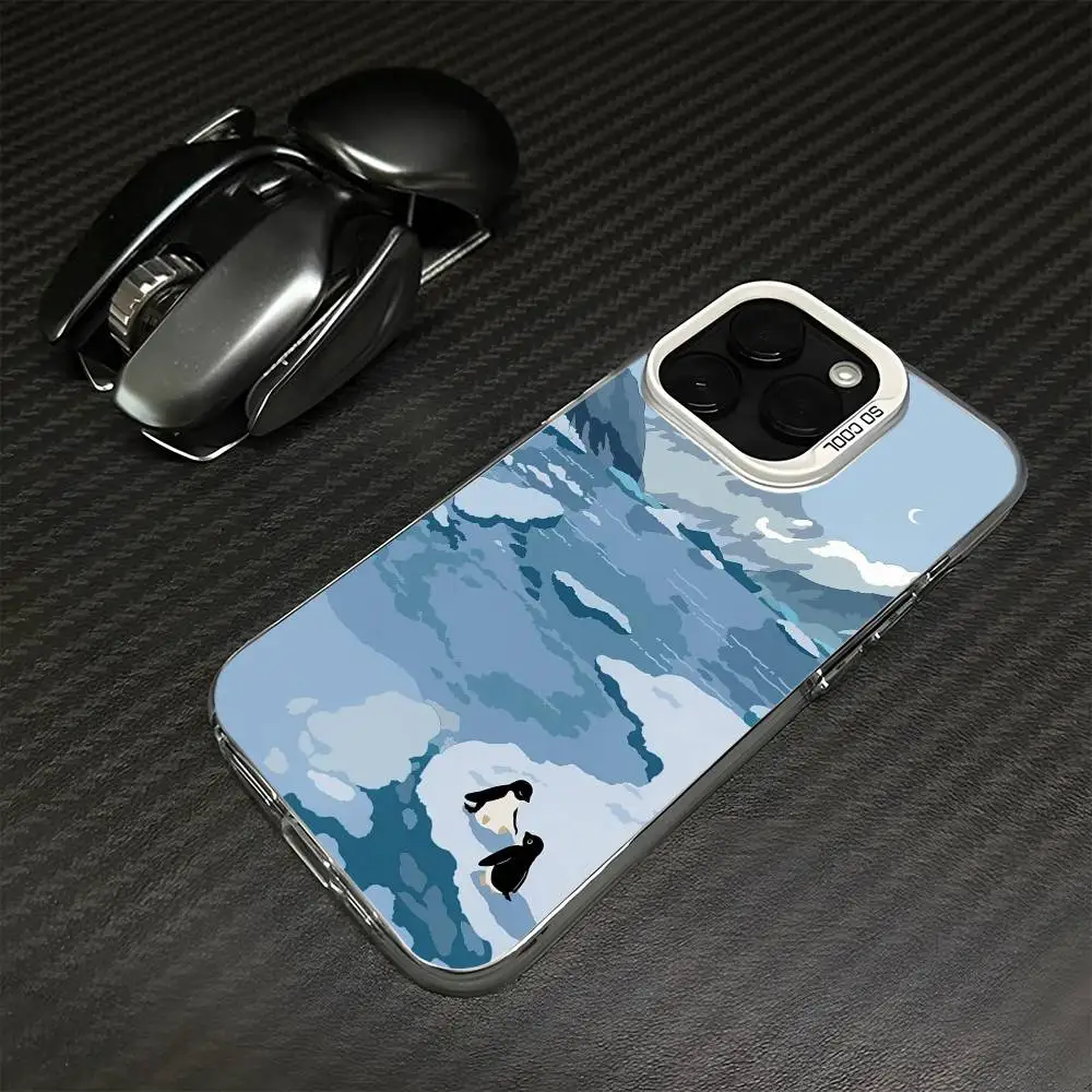 Coque de téléphone pingouin Animal pour iPhone 16,15,14,13,12,11,Mini,Pro,MAX, blanc mat, antichoc