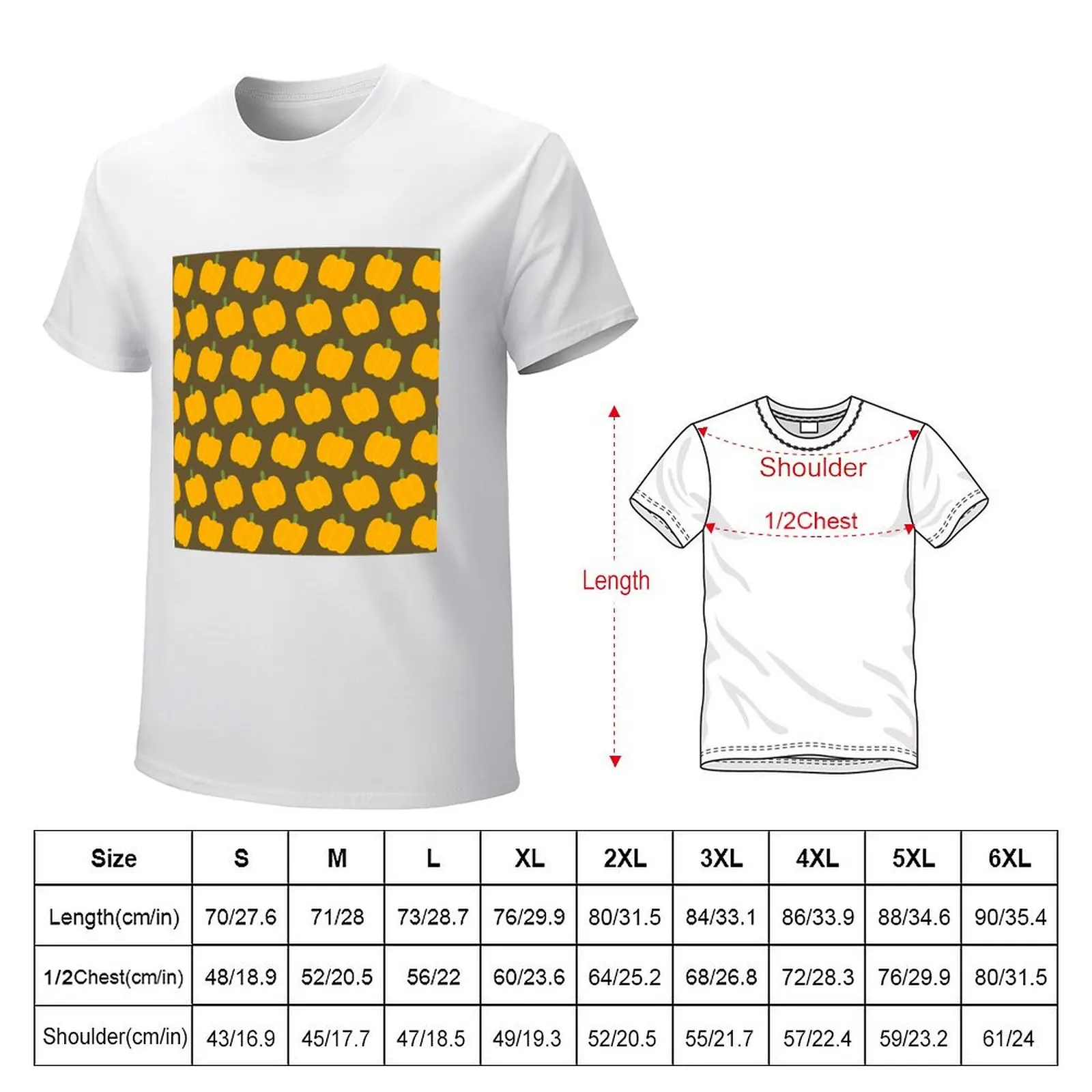 Small medium bell pepper pattern 16 T-shirt vintage clothes customs oversized t shirts for men