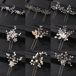 Fashion Hairpin Crystal Pearl Rhinestone Hair Clip Stick For Women Party Bridal Wedding Hair Accessories Jewelry Hair Clips