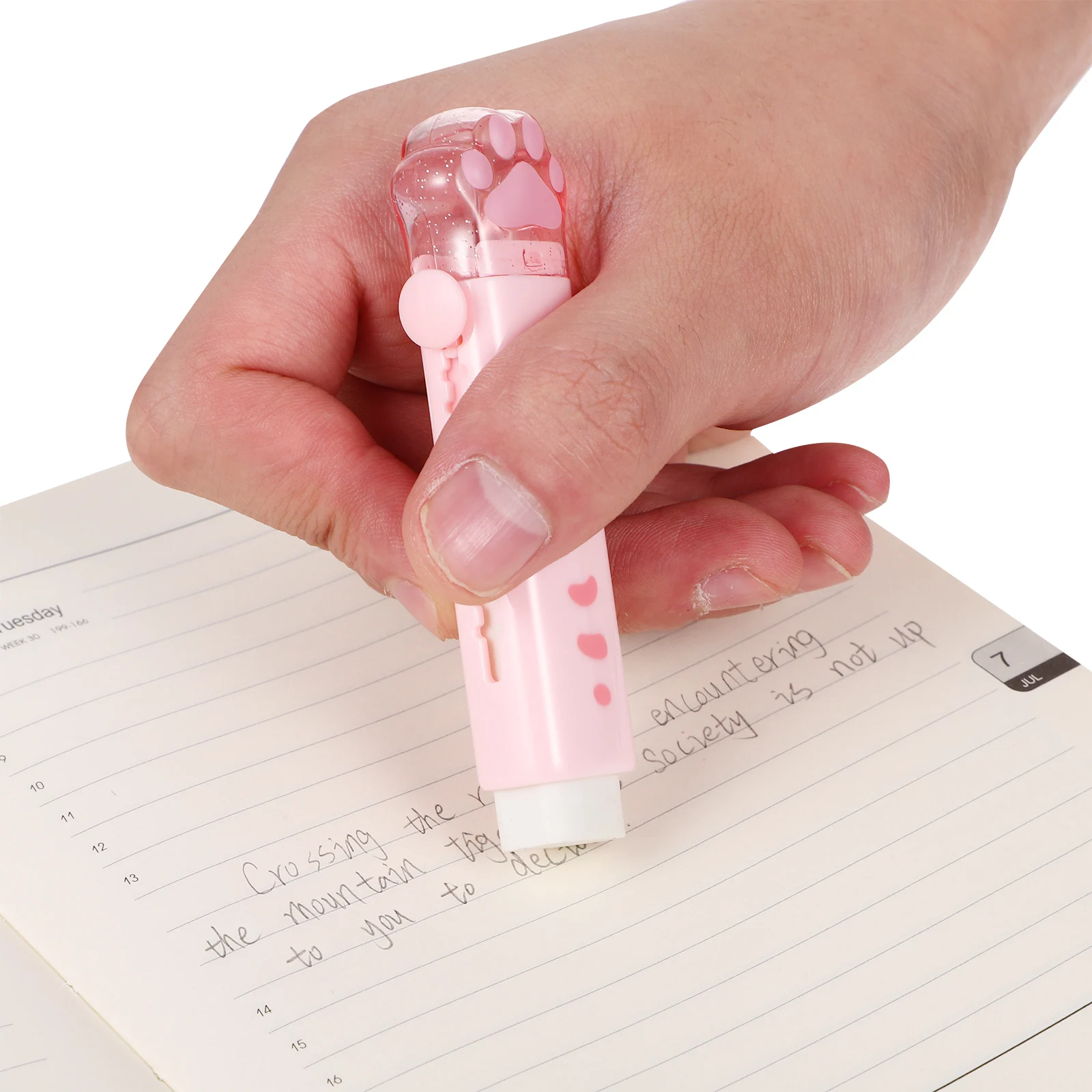 

4pcs Cat Paw Shaped Erasers White Green ange Pink Retractable Kawaii Cute Fun Stationary Bulk School Supplies Rubber Eraser