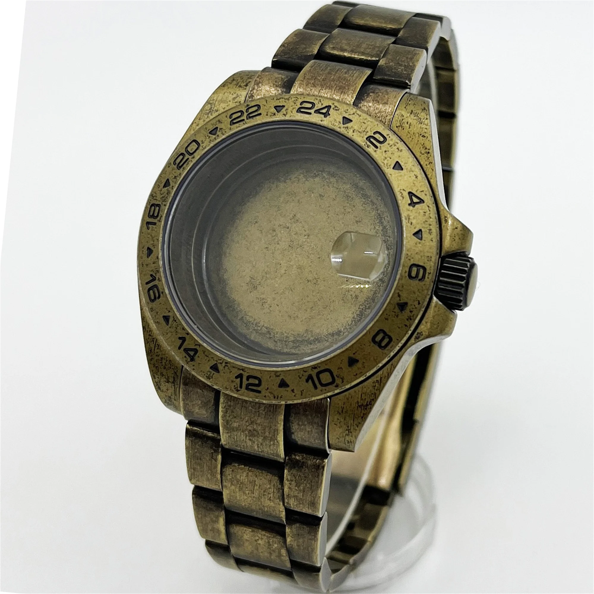 BLIGER Bronze Retro 40mm Watch Case Sapphire Crystal For Explore 2 Fit NH34 NH35 NH36 NH38 ETA2824 PT5000 Movement Screw Crown