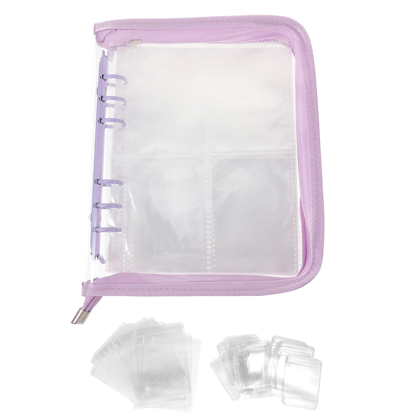 

1 set Jewelry Book Transparent Purple 50 Small 20 Large Necklace Storage Bag Anti Oxidation Bags for Travel Portable Album