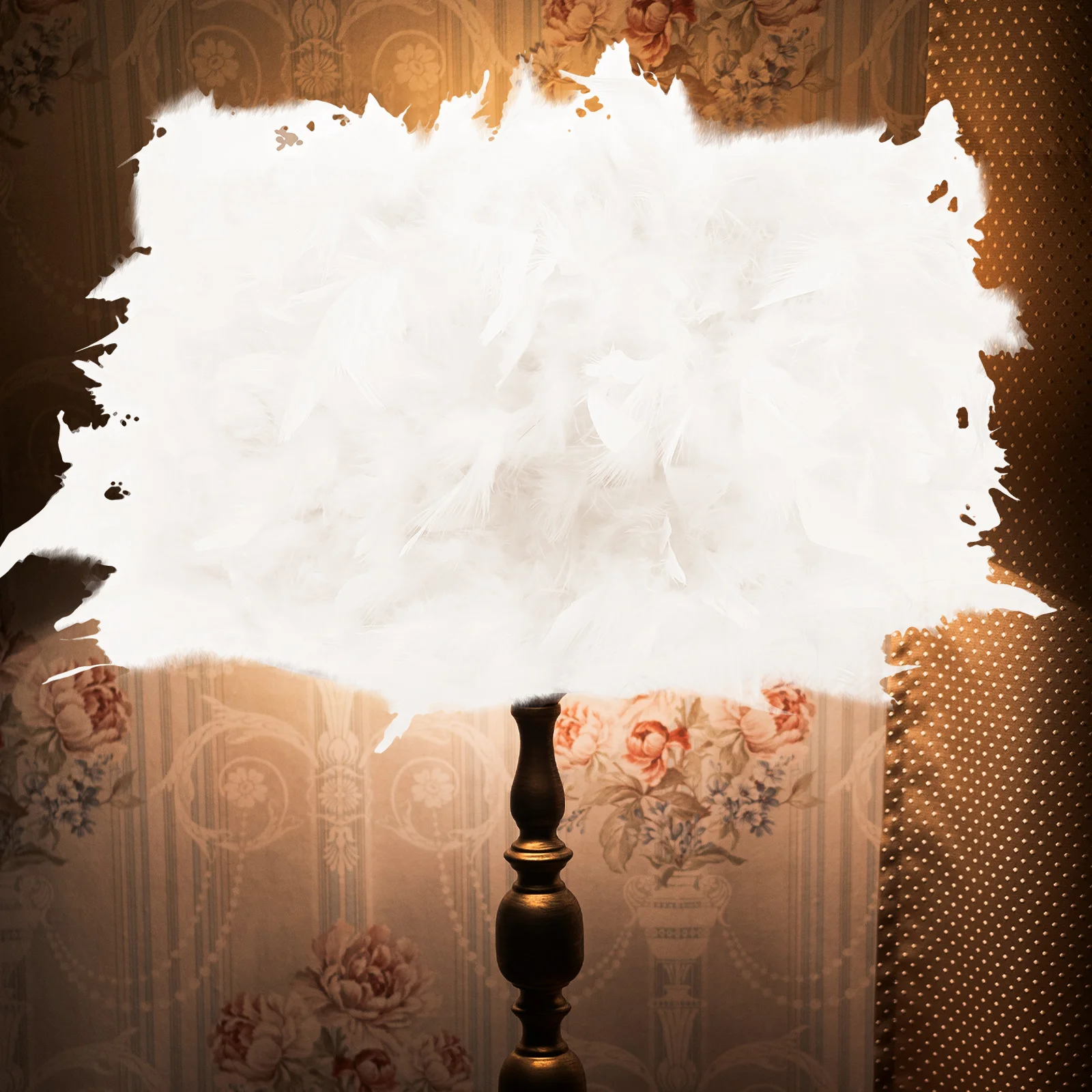 

Faux Plume Lampshade Floor Lamp Shade Replacement Easy Installation Modern Aesthetic Cover For Bedroom Decor Lighting