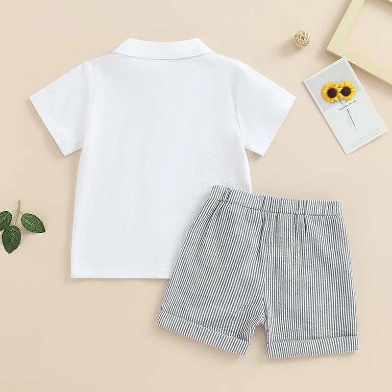 

Miolasay Toddler Baby Boys Linen Shorts Outfits Button Up Short Sleeve Shirts with Pockets Shorts Set Summer Clothes Set