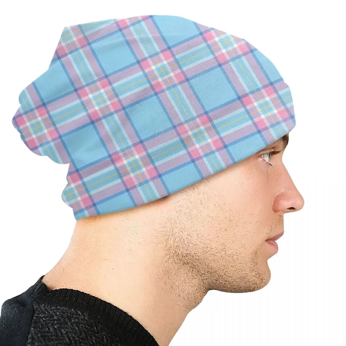 Custom Gamma Phi Delta Blue & Pink Plaid Bonnet Hats Knit Hat For Men Women Autumn Winter Warm Skullies Beanies Caps - view 4