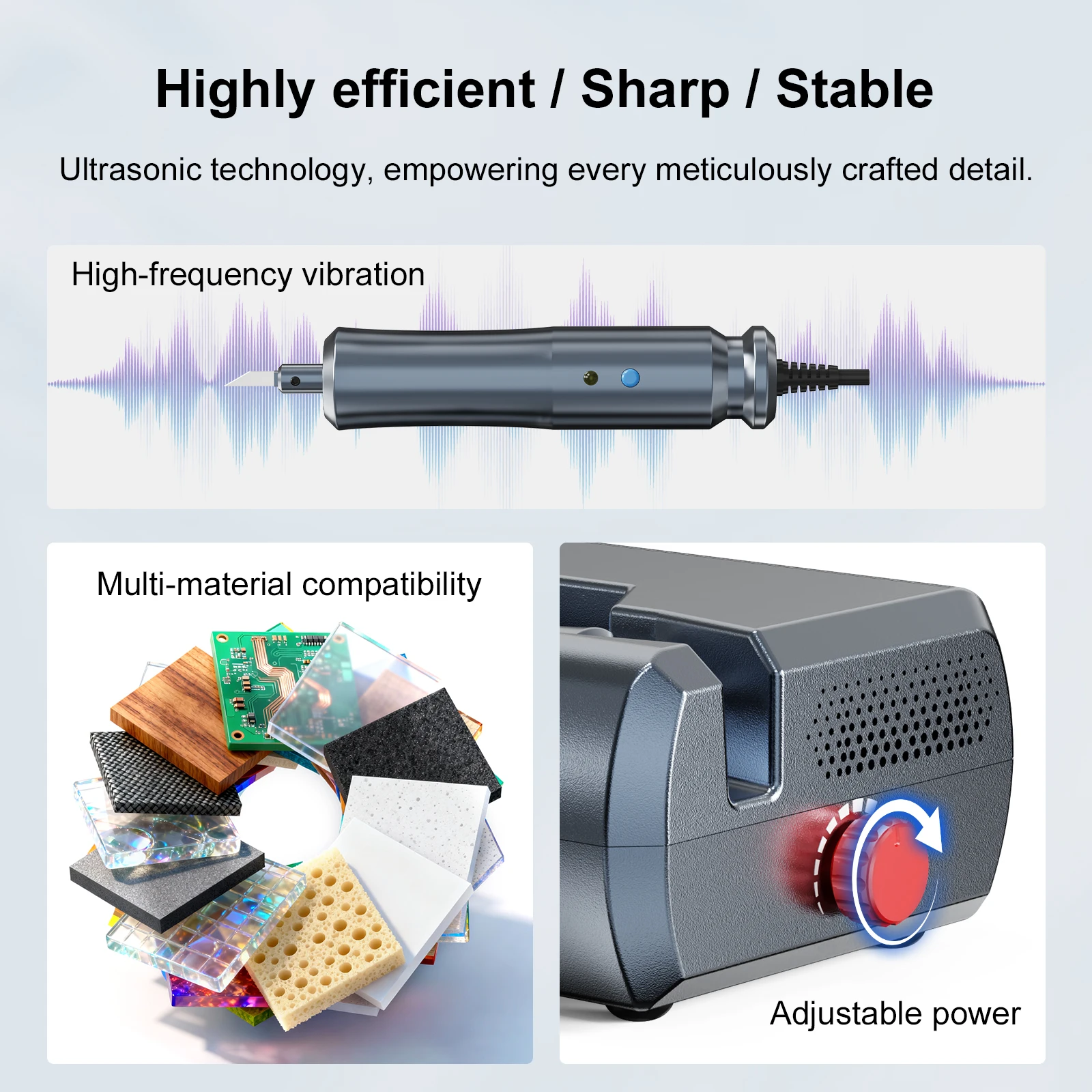 TWO TREES U1Ultrasonic Cutter Portable Wireless Multi-material Cutter Ultrasonic knife Kit High-frequency Vibration Cutting