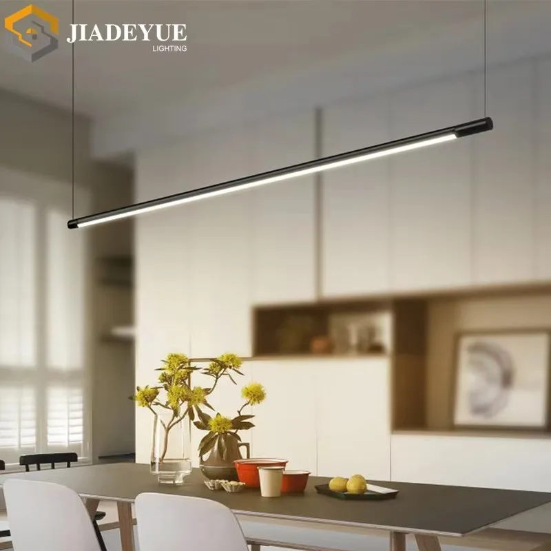 Modern LED One Word Chandelier Nordic Minimalist Long Strip Indoor Lighting Decoration Black Lighting 90V-265V