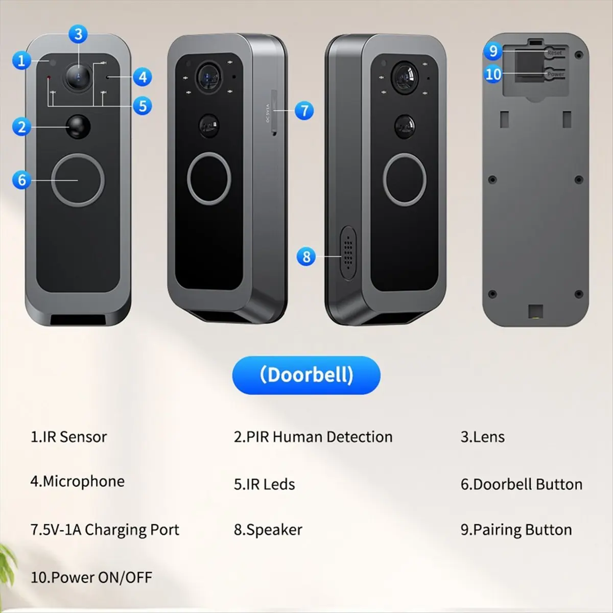 lillili Wireless Intercom Doorbell Smart Home Security Video Door Viewer IR Night Vision Waterproof Door Camera No Need Network
