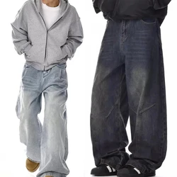 Men's Baggy Jeans Unisex Y2K Trendy Casual Wide Leg Denim Pants High Street Oversize Trousers American Style Streetwear Fashion