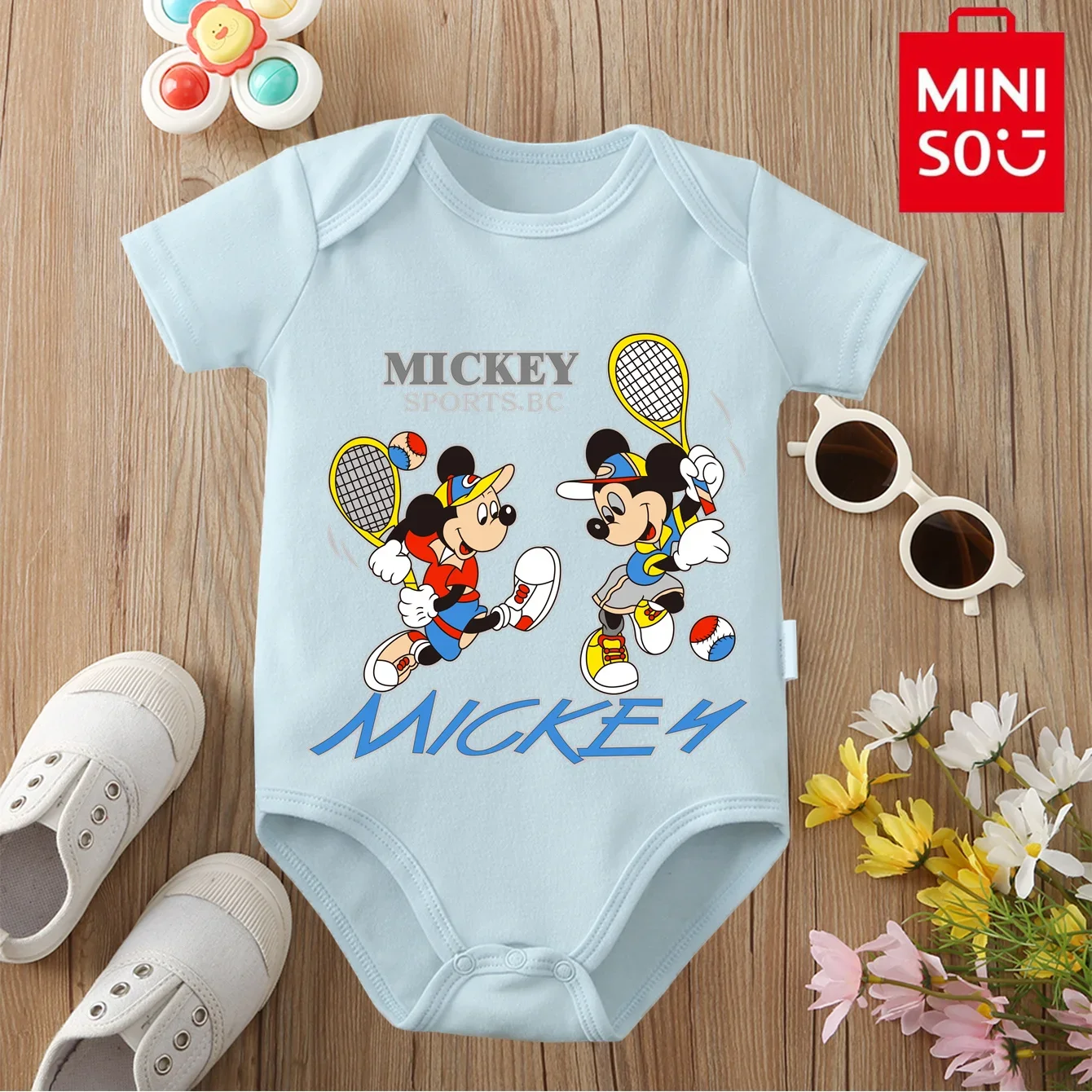 

MINISO&Disney Jointly Signed Baby Clothe Onesie 100% Cotton Bodysuit Mickey Mouse Cute Cartoon Print for 0 To 12 Months Newborn