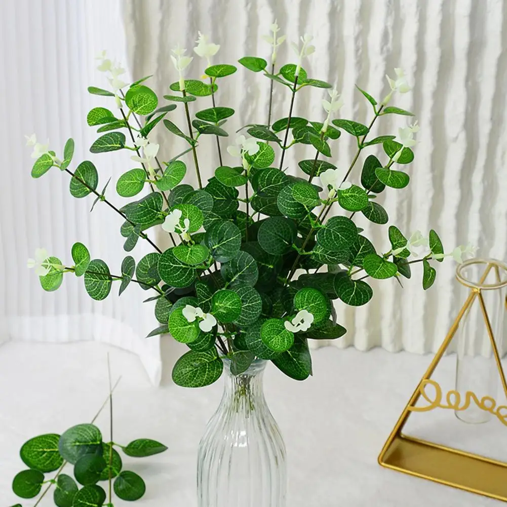 

10Pcs Artificial Eucalyptus Leaves Branch with Stem Faux Green Plants Greenery Bouquet Party Table Home Decoration Photo Props