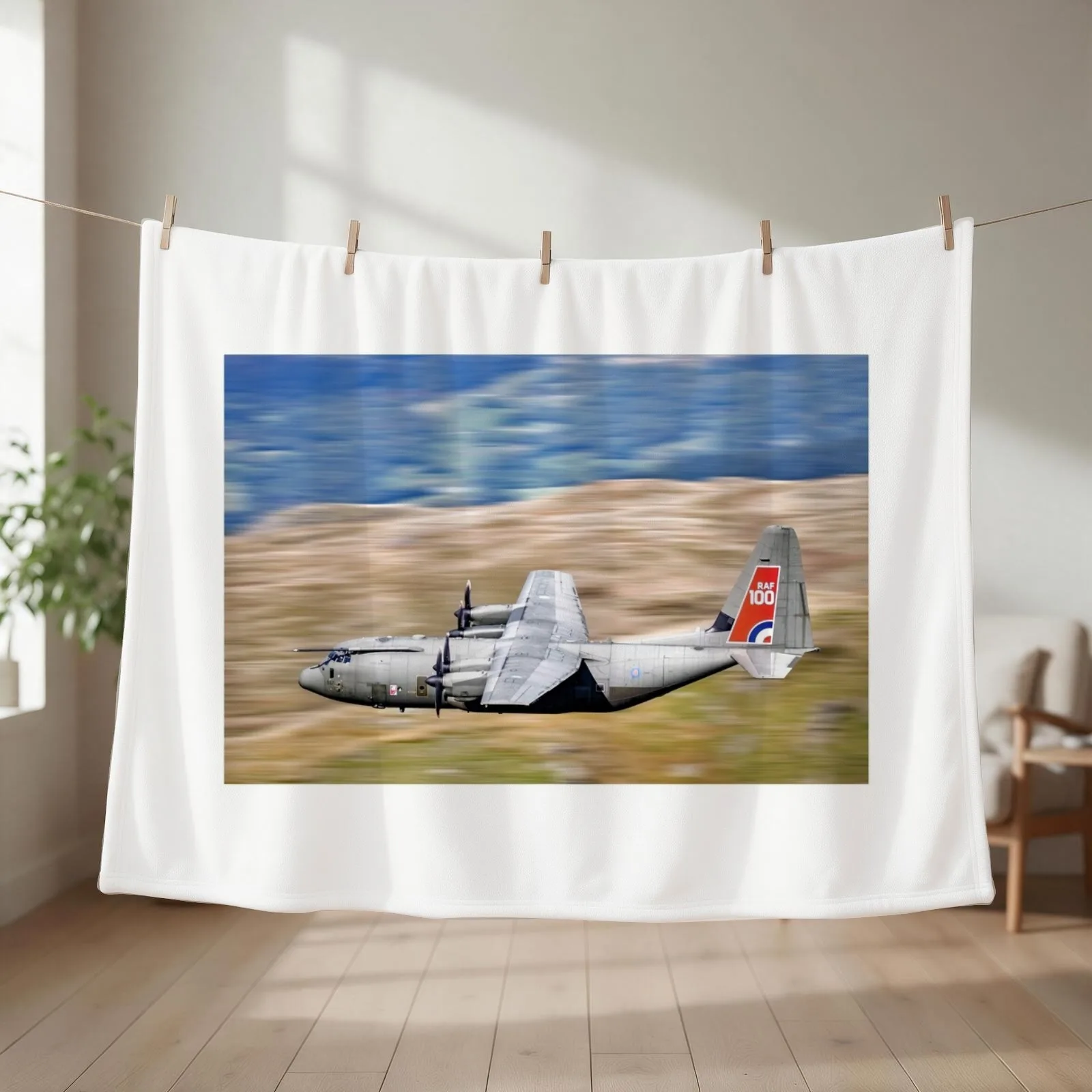 New RAF C130 Hercules Low Level in the Mach Loop Throw Blanket couch cozy soft plush fuzzy picnic outdoor blanket