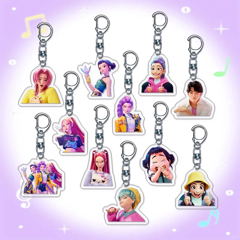 

Cartoon KPop Demon Hunters Key Chain Rumi Zoey Jinu Boy Girl Kawaii Anime Acrylic KeyRing Fashion Bag Pendant Children Fan Gifts