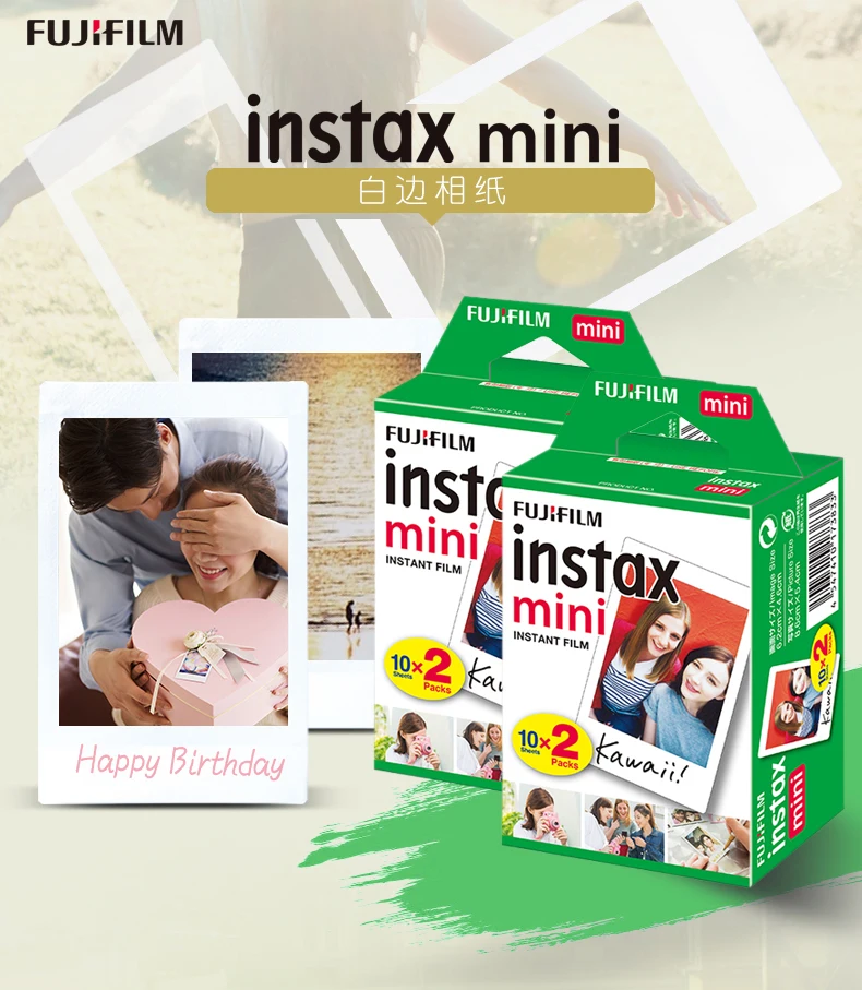 10/20/40/60/80/100 Sheets Fuji Fujifilm Instax Mini 11 Film White Edge Photo Paper Films For Instant Mini 9 8 7s 25 50s Camera