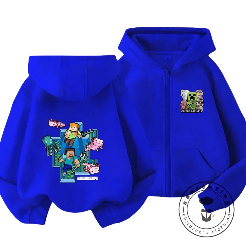 Kids Zip Up Hoodie Cartoon Print for Boy Girl Simple HipHop Style Perfect for Outdoors Casual Gaming New Fall Winter Collection